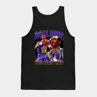 Karl Malone The Mail Man Basketball Legend Signature Vintage Retro 80s 90s Bootleg Rap Style Tank Top